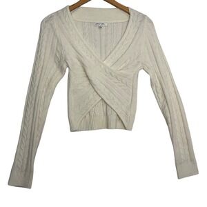 Cloud Ten Sweater Sz Sm Cable Fisherman Criss Cross Y2K Cropped‎ Style